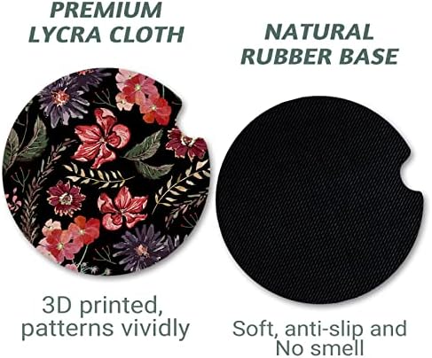Yonlevres Car Coasters for Cup Holders, Boho Red Floral 2 Pack - Image 5