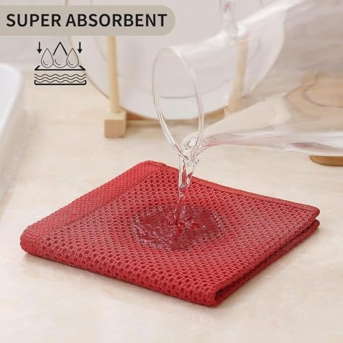 Kitinjoy 100% Cotton Waffle 8-Pack Kitchen Towels, Brick Red - Image 4