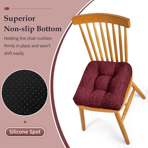 downluxe Chair Cushions for Dining Chairs 2 Pack, Tufted Indoor Chair Pads - Image 3