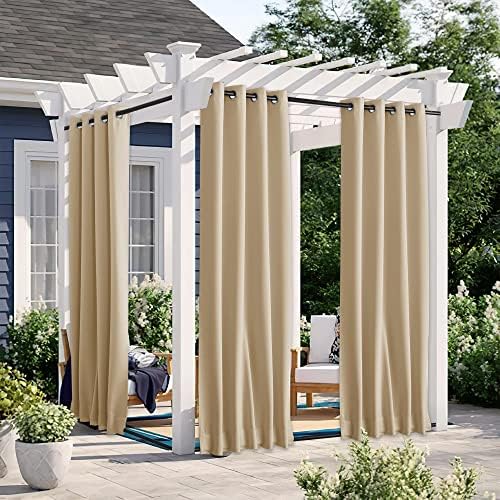 NICETOWN Outdoor Curtains for Balcony Waterproof W46xL63 Biscotti Beige - Image 2