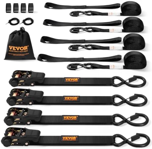 VEVOR Ratchet Tie Down Straps, 2200 lb Break Strength, Coated S Hook, Soft Loop by VEVOR