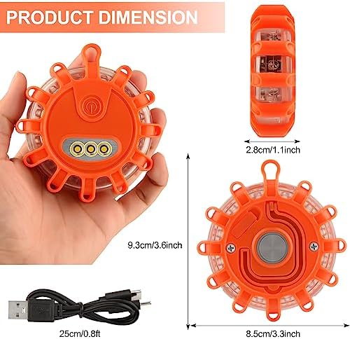 AK LED Road Flares Rechargeable Safety Flashing Warning Light Roadside - Image 2