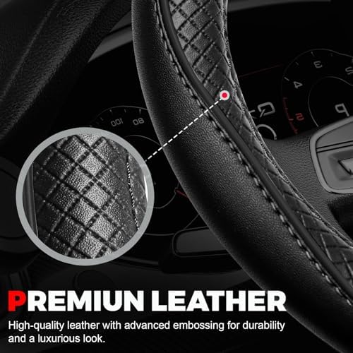 Ouzorp Car Steering Wheel Cover, Microfiber Leather Steering Wheel Covers - Image 5