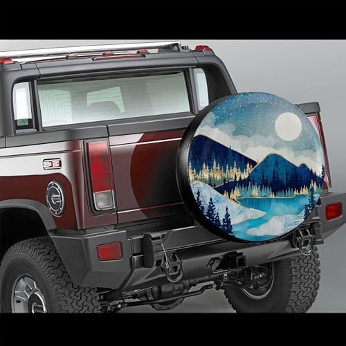 Blue Gold Spare Tire Cover Mountain Tree Star Wheel Cover 14 Inch - Image 5