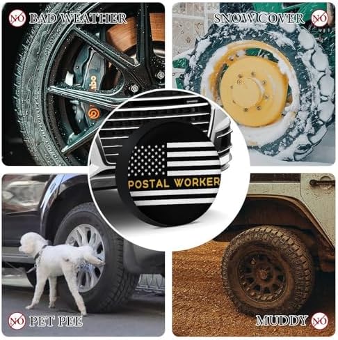 Postal Worker American Flag Tire Covers, Dust-Proof Weatherproof Wheel Covers - Image 4
