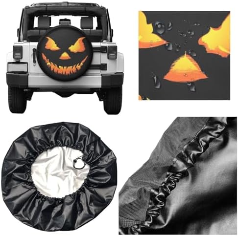 Halloween Pumpkin Face Spare Tire Cover Wheel Protectors Waterproof Wheel - Image 2