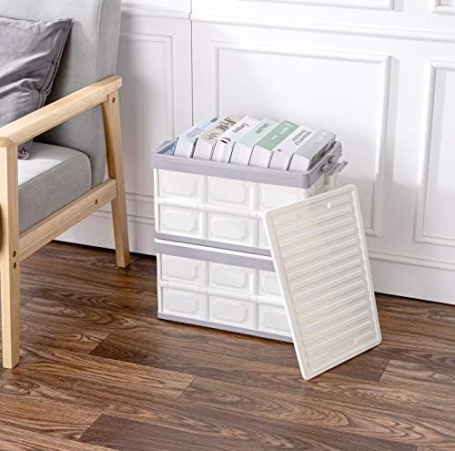Collapsible Storage Bins with Lids 30L, Folding Plastic Stackable Utility - Image 6