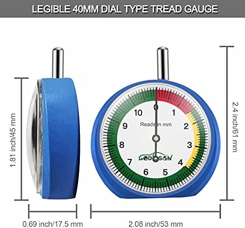 GODESON 88703 Dial Tire Tread Depth Gauge in MM, Professional - Image 3