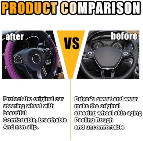 JOYCOURT 15 Inch Bling Soft Leather Car Steering Wheel Cover - Image 3