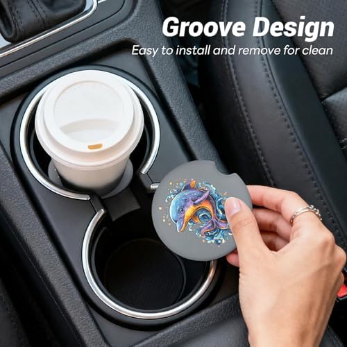 Car Cup Holder Ceramic Coasters 2 Pack, 2.56 in Anti Slip Absorbent Coaster - Image 7