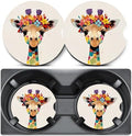 2 Pack Giraffe Car Coasters for Cup Holder, Neoprene Anti Slip Mat by Unknown