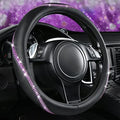CAR PASS Bling Diamond Black Leather Steering Wheel Cover, Studded Crystal by CARPASS