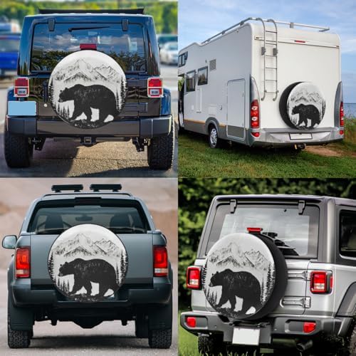 Bear Black Spare Tire Cover Dust-Proof Wheel Protector - Image 6