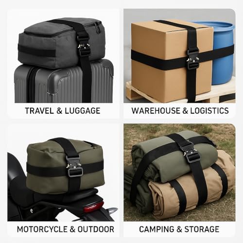 Metal Buckle Heavy Duty Luggage Straps, 2 Pack 10ft x 2in Tie Down Straps - Image 6