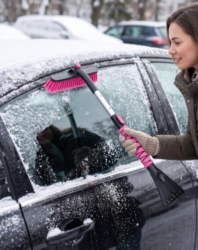 33‘’ Pink Car Snow Brush and Ice Scraper - Image 7