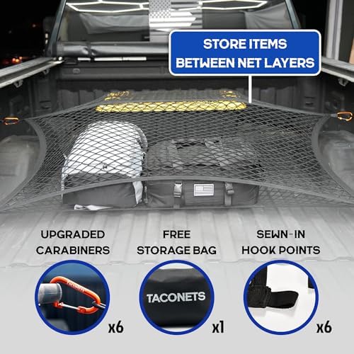 TacoNets Upgraded Highly Elastic Cargo Net, USA Company, Simple Truck Bed Cargo - Image 2