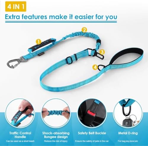 AUBELL Tactical Dog Leash Heavy Duty, 4-6ft No Pull Bungee Leash - Image 4