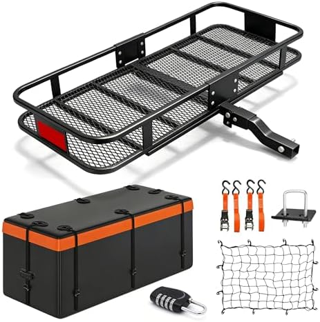 Folding Hitch Cargo Carrier Basket 60" X 20" X 6"+ Waterproof Bag by LOCKIETTA