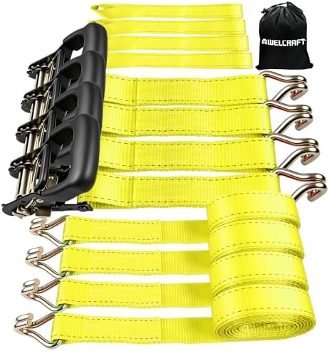 AWELCRAFT 1.5in x 15ft Ratchet Straps 4 Pack, 4500lbs Heavy Duty Tie Downs by AWELCRAFT