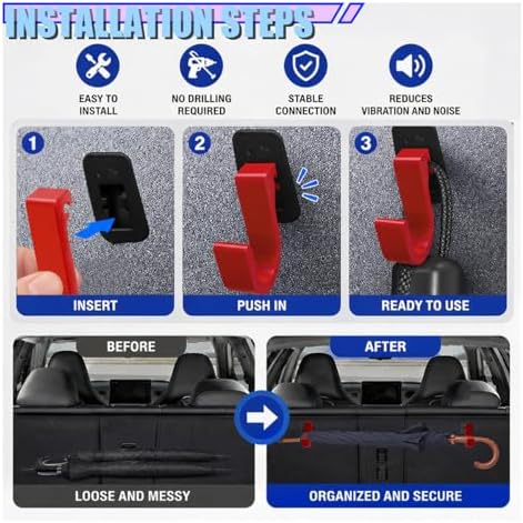 2PCS Car Trunk Umbrella Hook, Universal No Drilling Car Interior Storage Hanger - Image 6