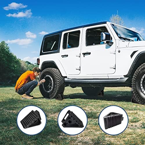 HOXWELL Solid Heavy Duty Rubber Wheel Chocks 4 Packs, Premium Wheel Stopper - Image 6