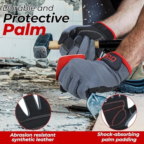 HANDLANDY Work Gloves for Men & Women, Utility Mechanic Working Gloves Touch - Image 2
