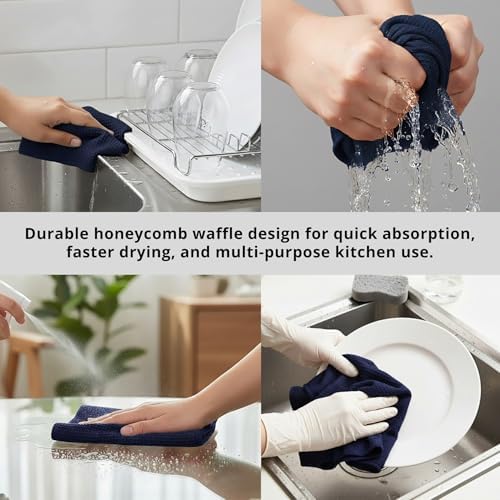 PurpleEssences Solid Kitchen Cloths, Dish Cloth 12x12 Set of 6 - Image 6