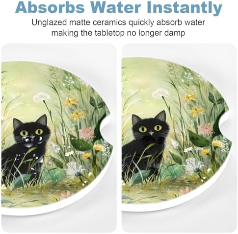 2 Pack Car Cup Holder Coaster, 2.63 inch Anti Slip Insert Absorbent Ceramic Car - Image 6