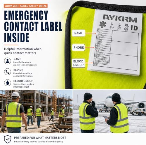 AYKRM 12 colour High visibility viz vest hi vis viz reflective work - Image 6