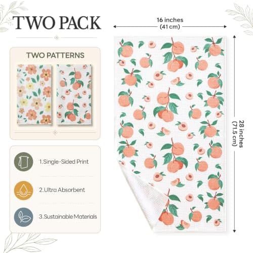 Homaxy Large Waffle Weave Kitchen Towels 2 Pack, Peachy Sweet - Image 2
