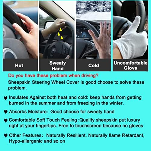 OGLAND Fuzzy Sheepskin Car Steering Wheel Cover - Image 4
