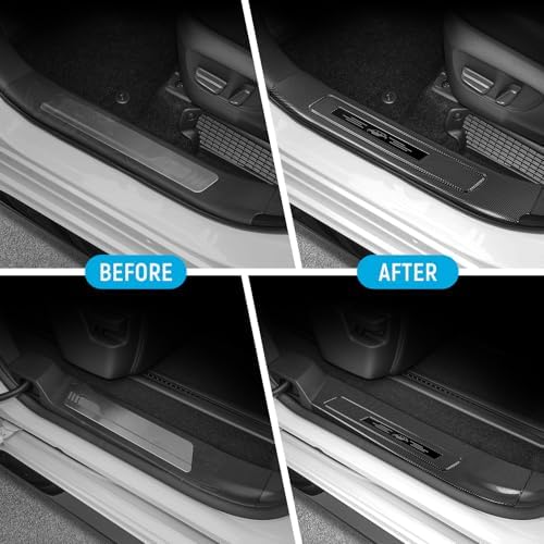 ZZEQYG 4 Pcs ABS Interior Carbon Fiber Door Sill Protector Compatible - Image 2
