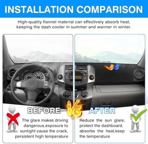 Autorder Dashboard Cover Mat for Toyota RAV4 2006-2012 Accessories Dash Cover - Image 3