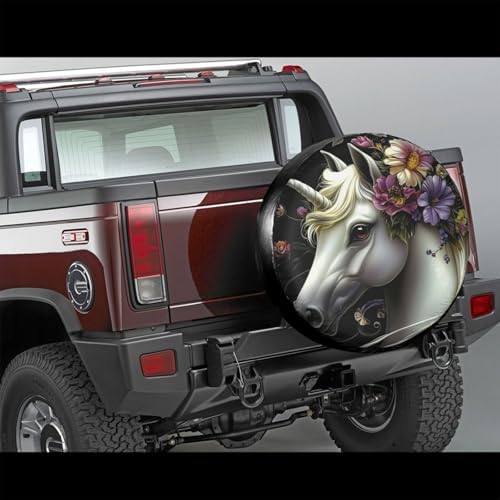 White Horse Floral Art Spare Tire Cover - Image 2