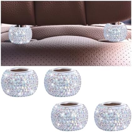 4PCS Bling Car Headrest Collars, Crystal Rhinestone Vehicle Head Rest Collars by KHGUZ