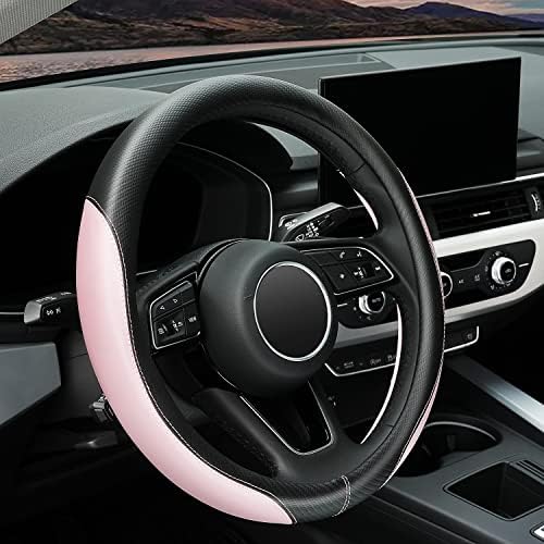 YHONGJT Soft Cute Light Pink Microfiber Leather Anti-Slip Steering Wheel Cover by Unknown