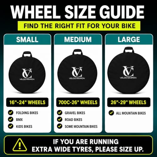 VeloChampion Waterproof Nylon Bike Wheel Bag, Medium 700c-26", 2 Pack - Image 3