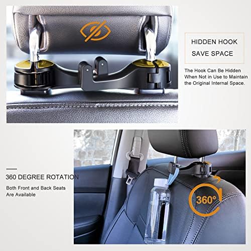 Car Headrest Hidden Hook with Phone Holder, Universal 360 Rotation, 2 Pack - Image 5