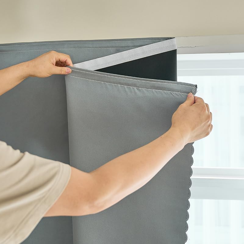 AJAZZ 100% Blackout Self Adhesive Curtains Small Window Short Temporary Black by AJAZZ