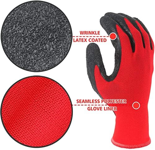 Evridwear Crinkle Latex Rubber Coated Safety Work Gloves - Image 4