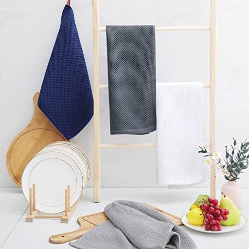 Homaxy 100% Cotton Waffle Weave Kitchen Dish Towels 8-Pack, Light Gray - Image 6