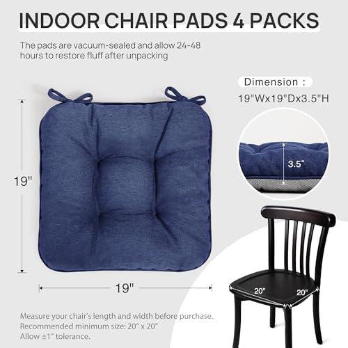 Love's cabin Memory Foam Chair Cushions Set of 4, 19 Inch - Image 2