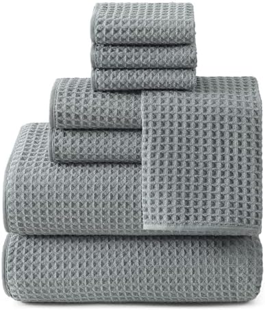 REDKISS Soft 8 Piece Waffle Towel Set, Microfiber, Lighter Weight, Quick Dry by REDKISSOnline