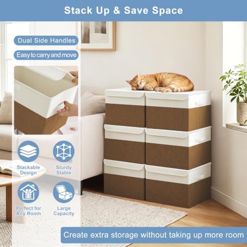 Bagnizer Large 22 Quart Linen Fabric Foldable Storage Bin Cube Organizer Basket - Image 5