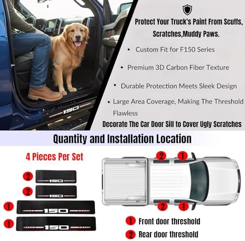 Car Door Sill Protectors for Ford F-150 F150 2015-2026 Accessories - Image 4