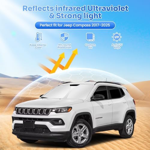 Canvcle Window Shades for 2017-2025 Jeep Compass Accessories Windshield Sun - Image 2