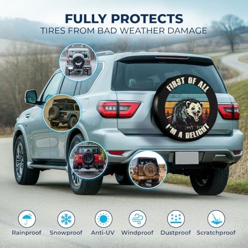 GENANY Opossum Retro Quote Thick PVC Leather Spare Tire Cover Size 16 - Image 3