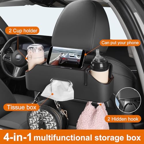 Car Seat Back Cup Holder, 4-in-1 Multifunctional Backseat Organizer - Image 4