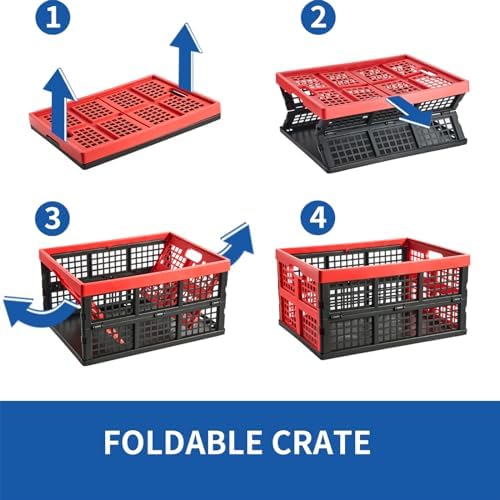 Aebeky 3-Pack Plastic Collapsible Storage Crates-30L, Foldable Plastic Crates - Image 4