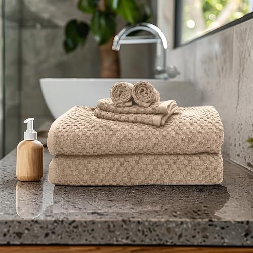 COTTON CRAFT Euro Spa Waffle Weave 6 Piece Towel Set - Image 2